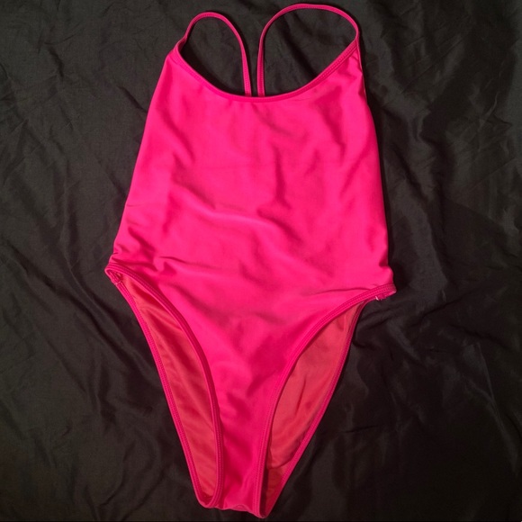 Revamped hot pink “beach bum” one piece swimsuit - Picture 3 of 9